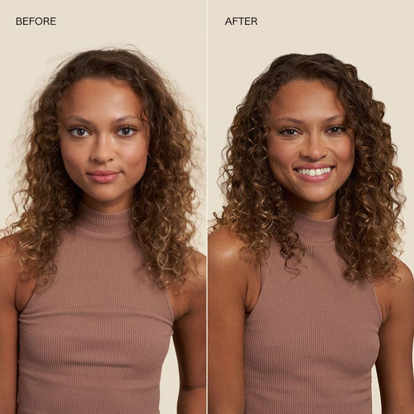 Before and After community member photo with mid-length curly/coily hair using JVN Hair Nurture Deep Moisture Mask.